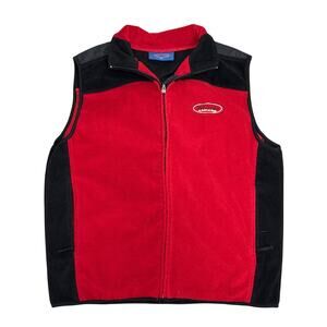 Whistler Canada Fleece Vest full zip red black zipper pockets Large ski snow
